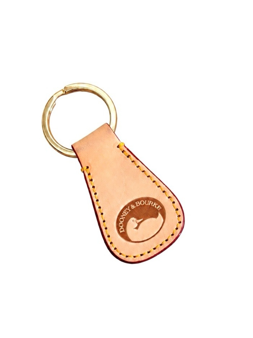 Dooney & Bourke Vintage British Tan Leather Duck Logo Key Fob